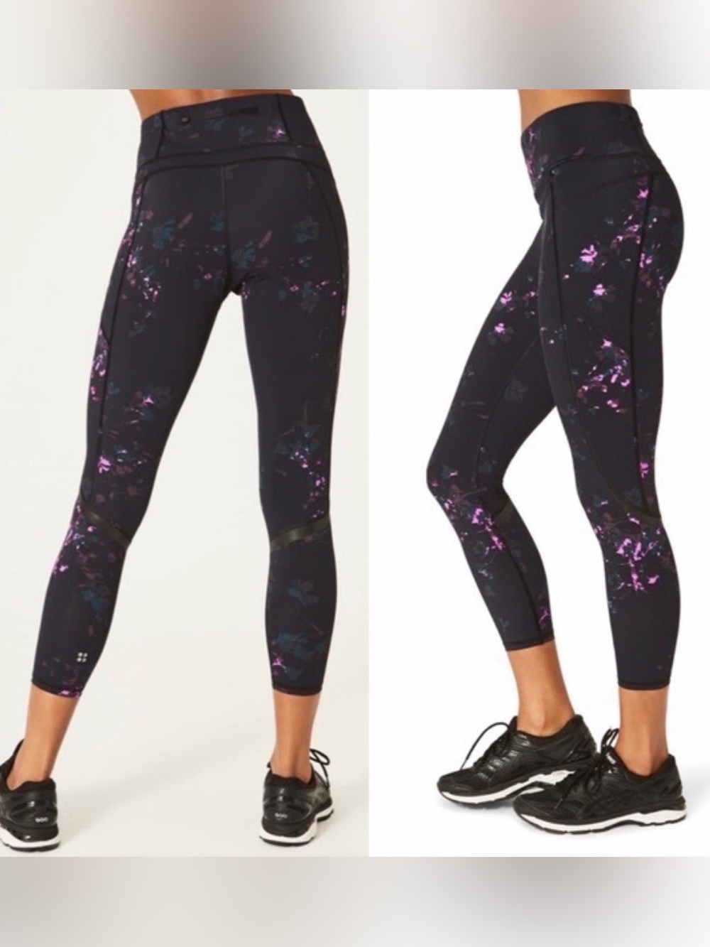 Sweaty Betty The Zero Gravity Full Length Leggings Black Daisy Print